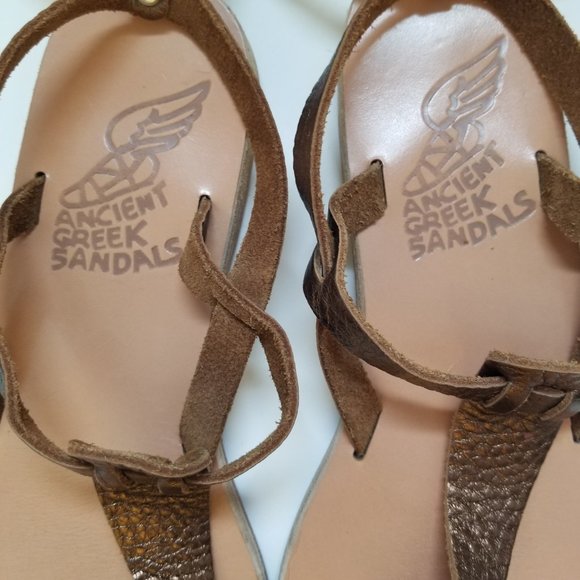 Womens US 6.5 - 7 EU 37 Ancient Greek Handmade Metallic Bronze Leather Sandals - Picture 4 of 6